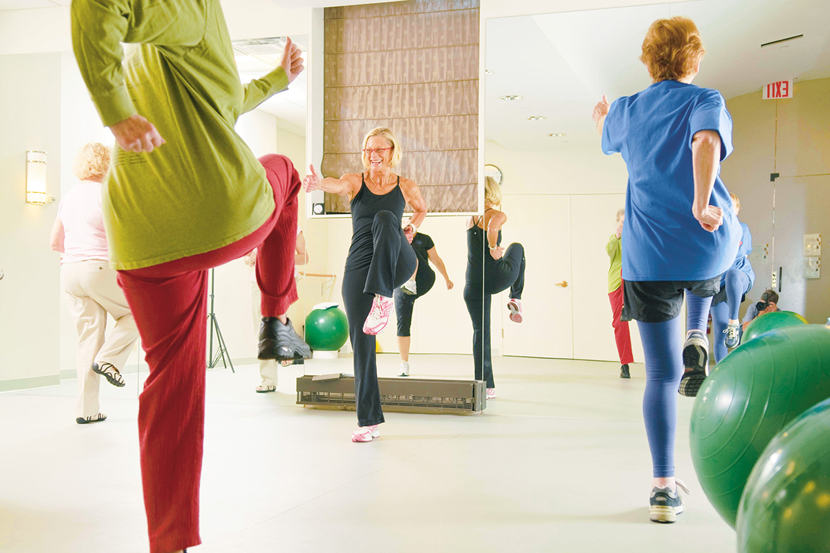 Donna Wilson leading a fitness class at Bendheim Integrative Medicine Center