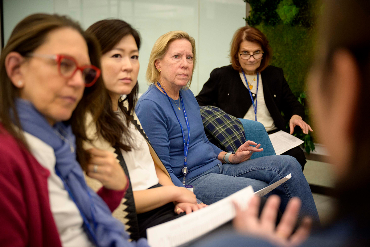 PFACQ Ambassador Mary Elizabeth Davis with members Terry Wang, Kate Niehaus and Nancy Petrino (left to right) at a PFACQ offsite meeting
