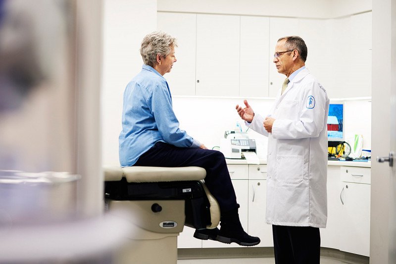 Colorectal Surgery Chief Julio Garcia-Aguilar with a patient