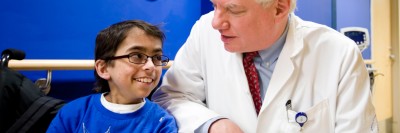 Pictured: Richard O’Reilly, Chief of the Pediatric Bone Marrow Transplant Service, with a patient. Dr. O’Reilly is studying the immunology of stem-cell transplants and developing new cell-based therapies for children with blood disorders. 